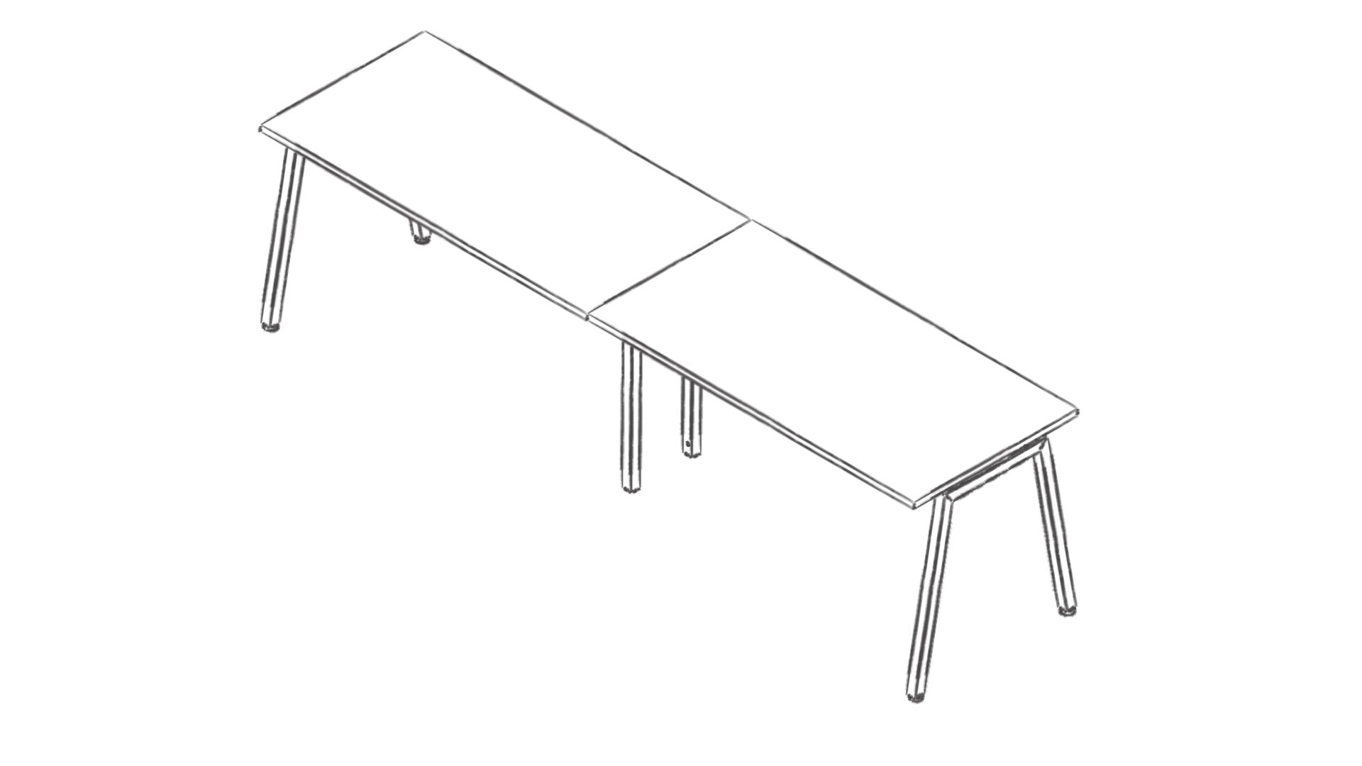 Dibujo tipo CAD de escritorios y mesas de oficina en chile