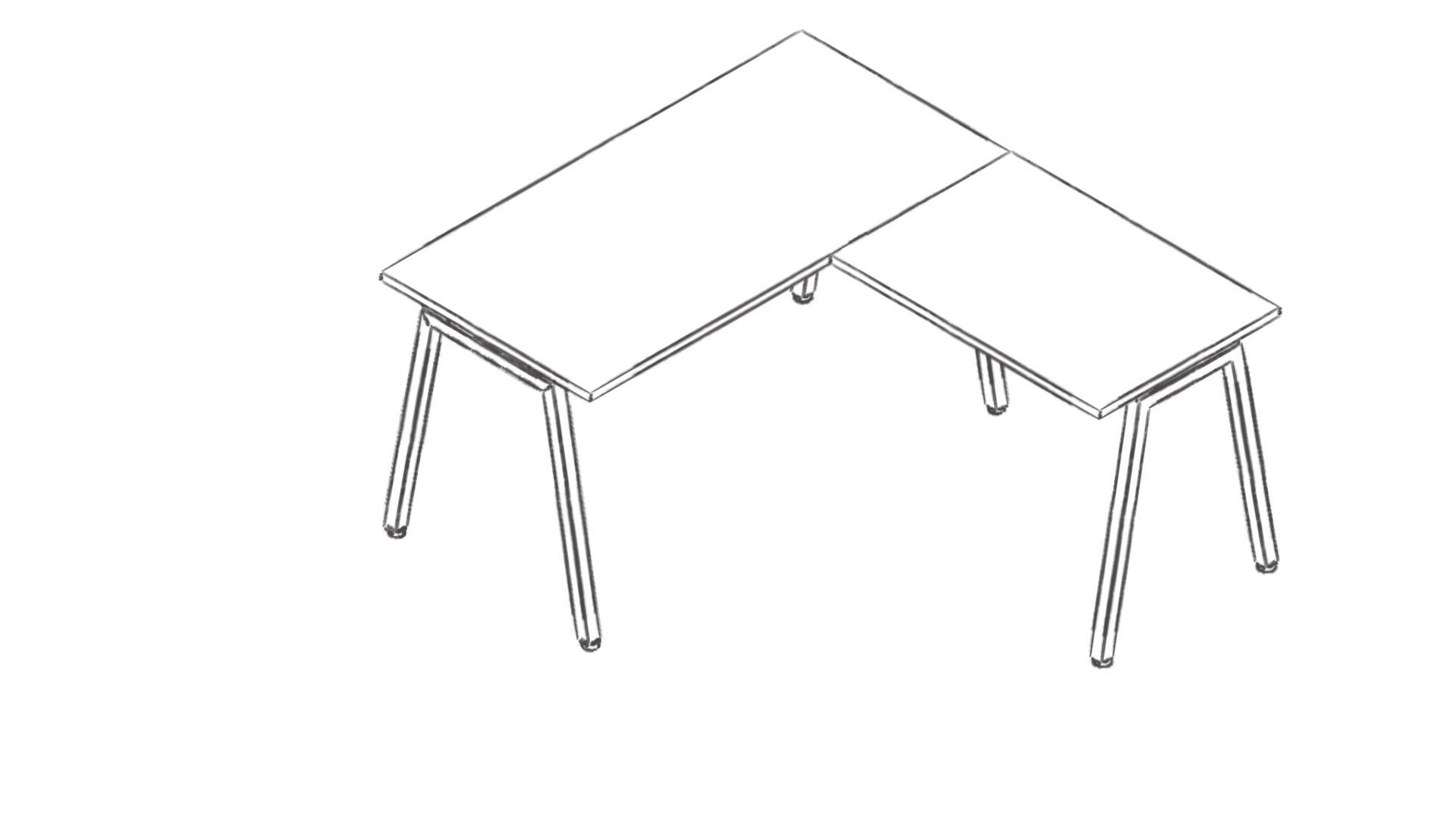 Dibujo tipo CAD de escritorios y mesas de oficina en chile